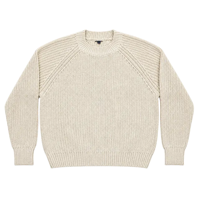 American Eagle Chunky Knit Crew Neck Sweater Cream