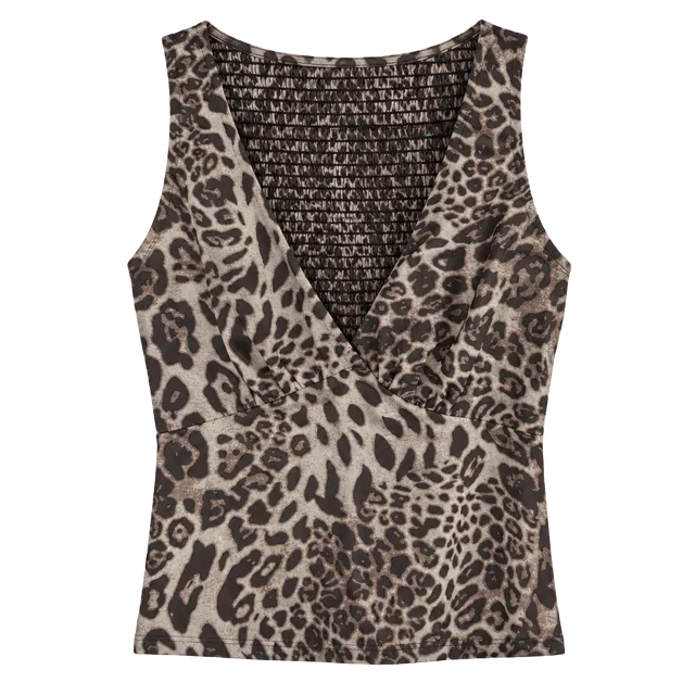 Princess Polly Leopard Print Smocked Tank Top Size US 0 