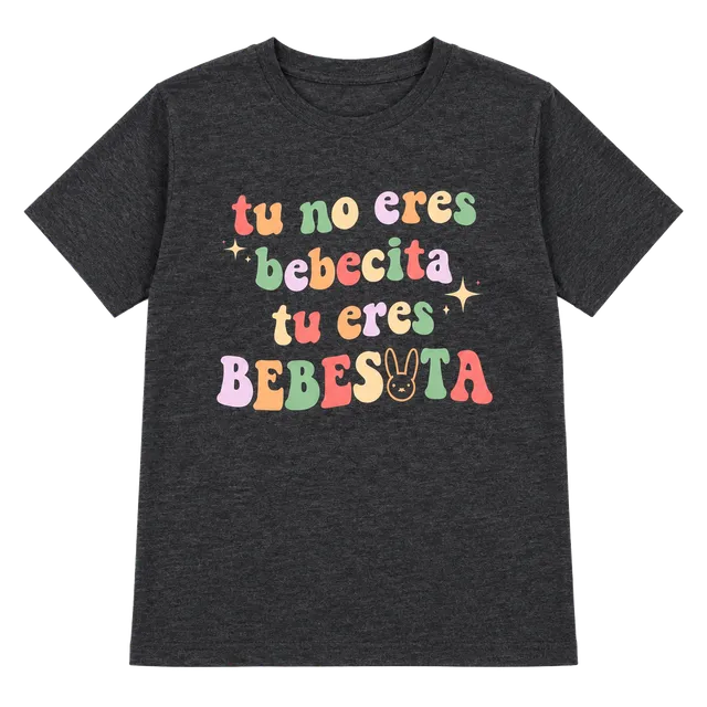 Bad Bunny Tu No Eres Bebecita T-Shirt Dark Gray Graphic Tee