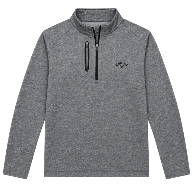 Callaway Pullover Men L Grey  1/4 Zip Long Sleeve Fleece Golf Pocket Logo