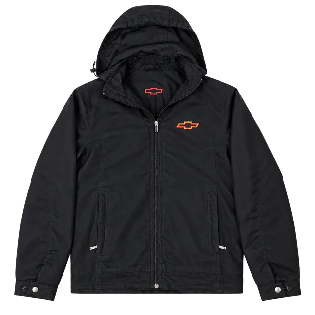 Port Authority Chevrolet Jacket Size S Black Hooded Windbreaker