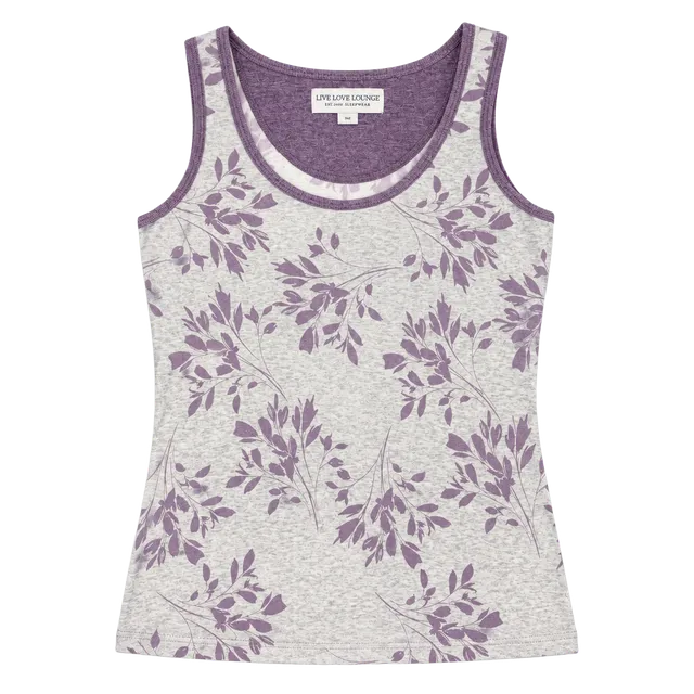 Live Love Lounge Tank Top Size XS Purple Floral