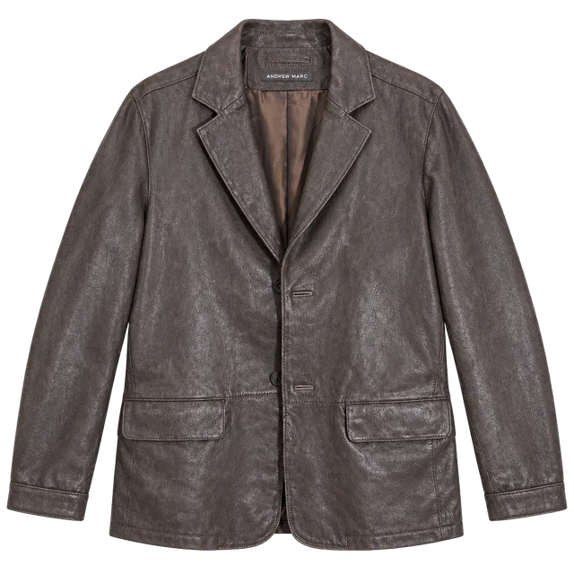 Andrew Marc Leather Blazer Jacket Brown