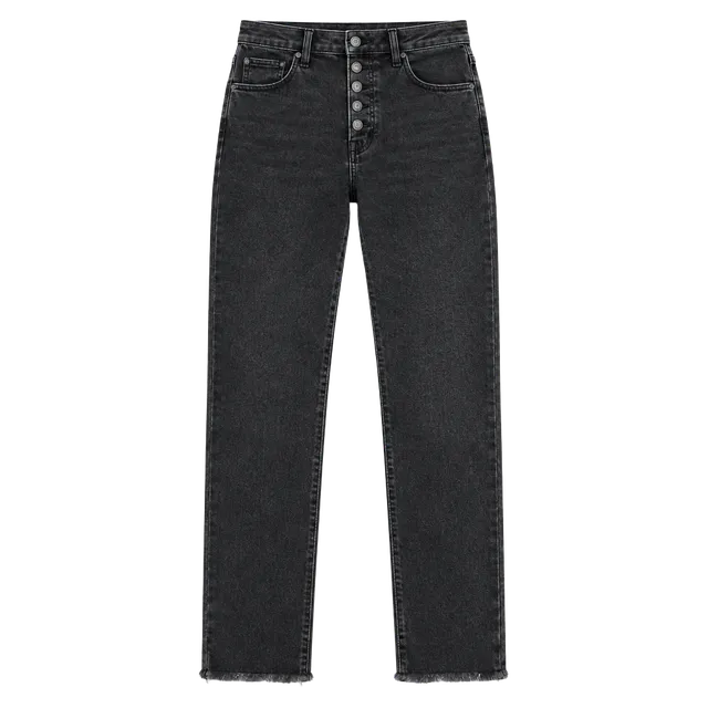 Madewell 10” High Rise Skinny Button Fly Jeans Black Raw Hem Women’s Size 25