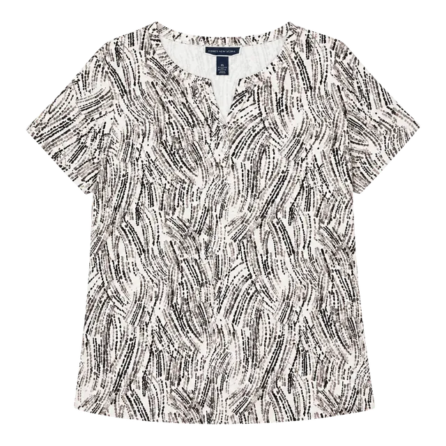 Karen Scott Printed Short Sleeve Henley Top Size XL