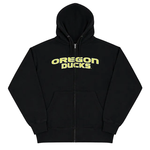 MV Sport Oregon Ducks Classic Fleece Zip Up Hoodie Mens Size L Black