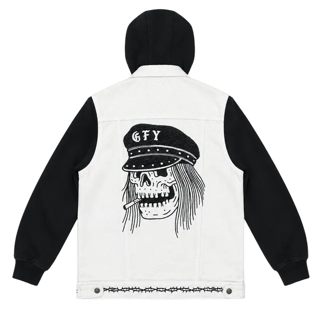Lurking Class By Sketchy Tank Denim Jacket Size M Black White Hoodie