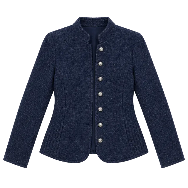 Deans of Scotland Cardigan Size L Navy Blue Wool Button Front Sweater Jacket