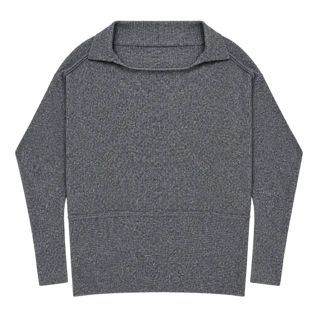 Free People Londontown Thermal Top Ribbed Asymmetrical Grey Size S