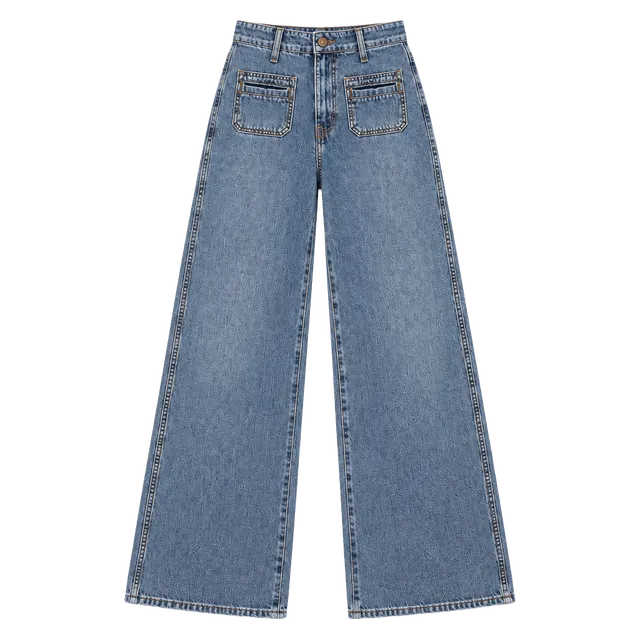 Old Navy High-Rise Baggy Wide Leg Jeans Blue Drapey Denim Size 0