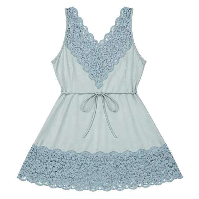 Henson Kickernick Vintage Lingerie Chemise Size Small Blue Lace Trim