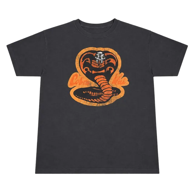 Cobra Kai Snake Logo T-Shirt Size L Black Distressed Graphic Tee