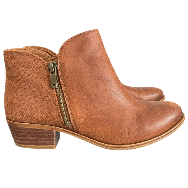 Lucky Brand Booties Size 9M Brown Leather Ankle Boots