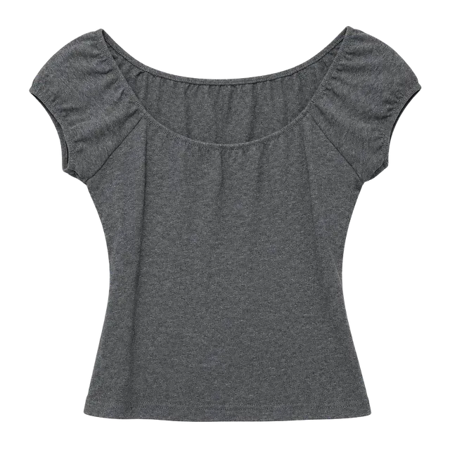 Brandy Melville Scoop Neck Cap Sleeve Top Grey