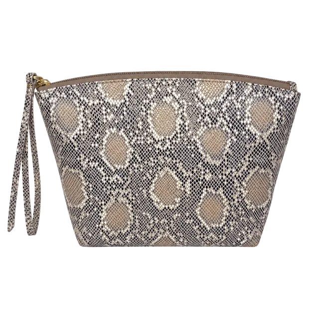 Hobo Collect Leather Makeup Bag Metal Snake