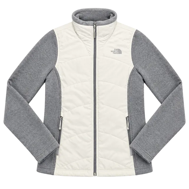 The North Face Hybrid Full Zip Fleece Jacket White Gray sz L