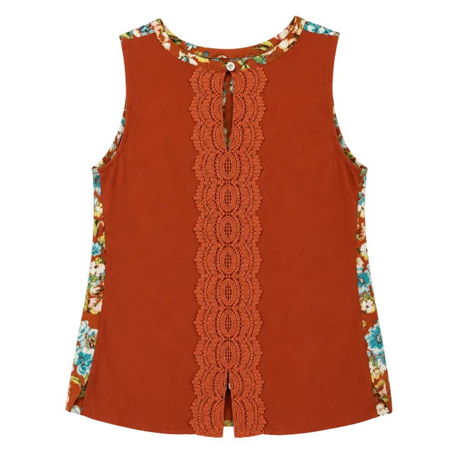 Daniel Rainn Floral Lace Trim Tank Top