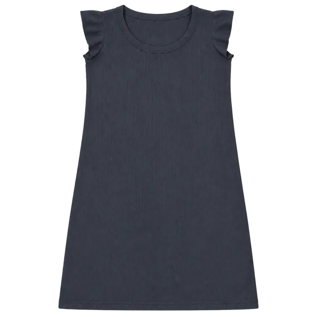 Thanks Ruffled V-Neck Ribbed Dress Size L Black