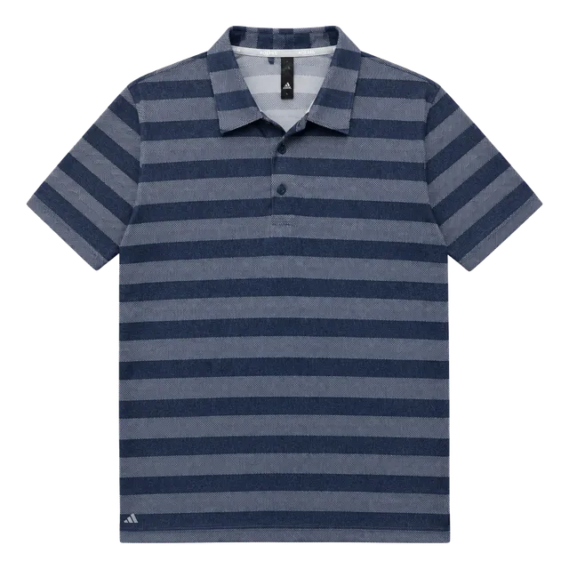 Adidas Polo Shirt Mens XL Blue Two-Color Striped Recycled Polyester Short Sleeve