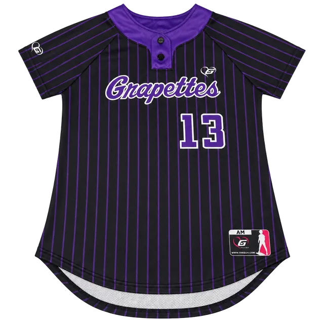 The Gluv Grapettes Pinstripe Softball Jersey 13 Black Purple