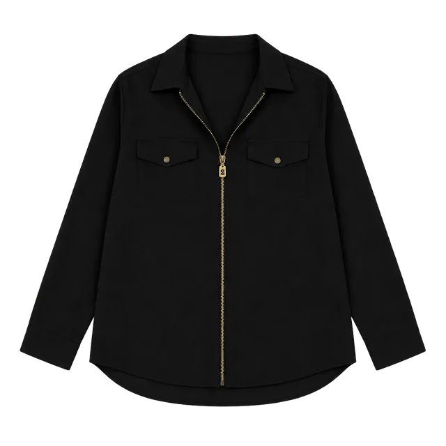 Michael Michael Kors Full Zip Blouse Size 1X Black Long Sleeve Shirt