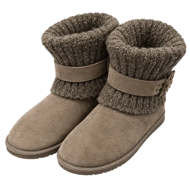 UGG Cardy Knit Boots Size 9 Gray Suede Buckle