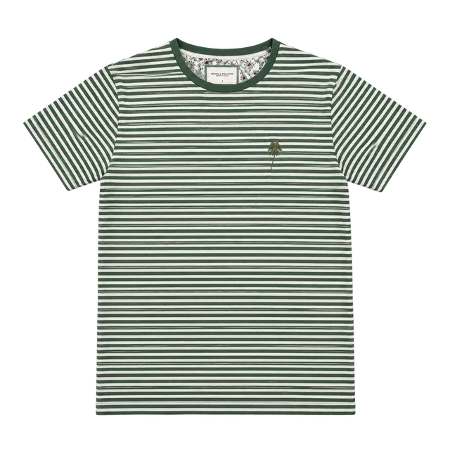 Denim & Flower Striped T-Shirt Size S Green