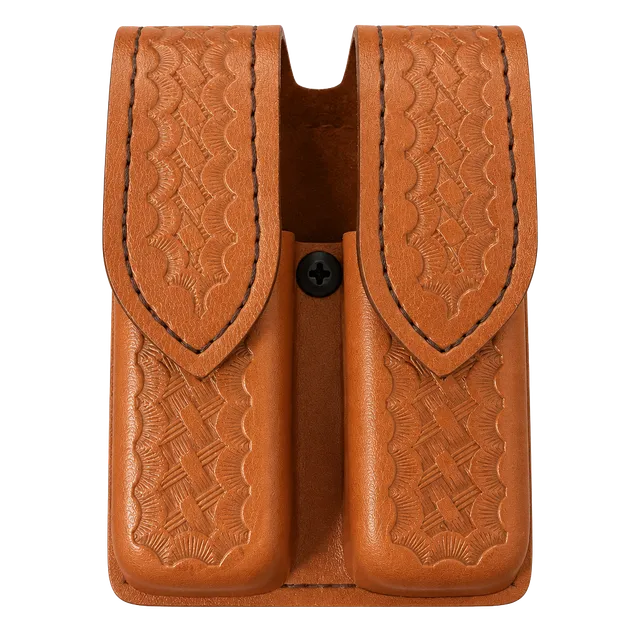 Safariland 77 Double Magazine Pouch Glock 20/21 Tan Basketweave Leather