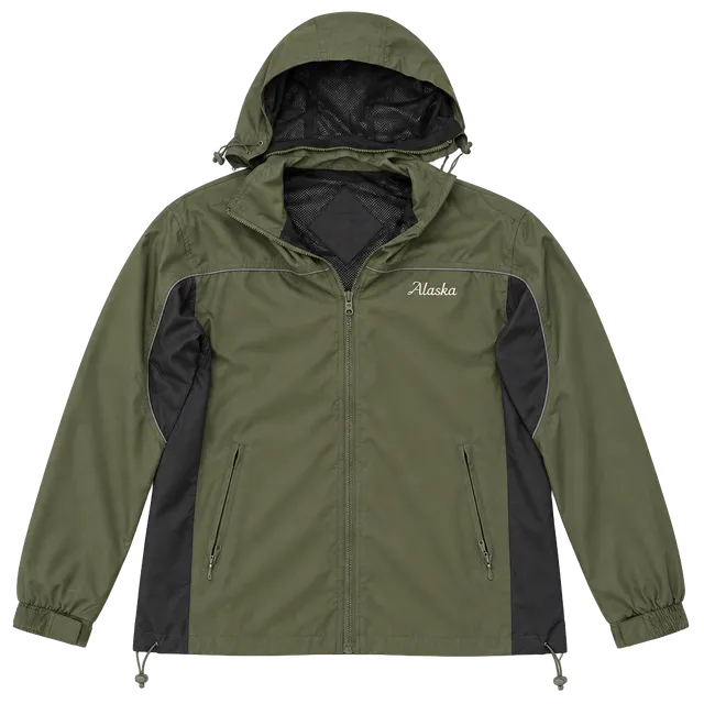 PacBlue Alaska Windbreaker Jacket Size L Green Hooded Full Zip
