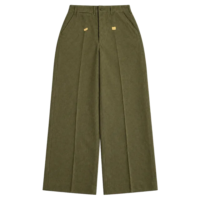 True Vintage Wool Trousers Pants Olive Green Size W32 L33 Straight Leg