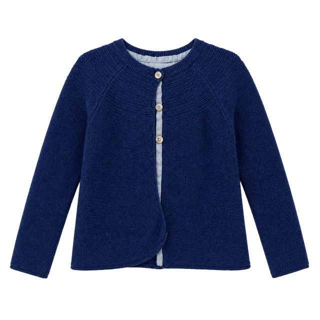 Mini Boden Cardigan Size 6-7Y Blue Knit Cotton Sweater