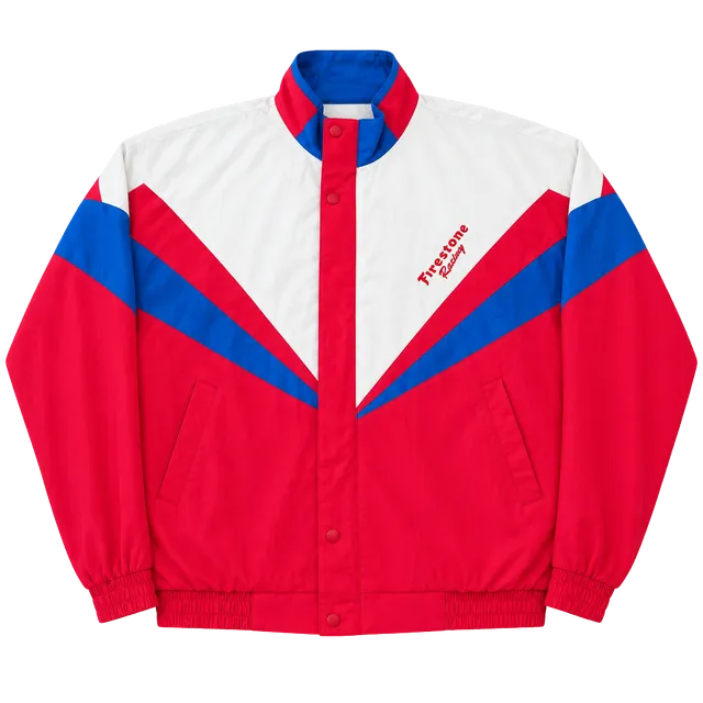 Vintage Firestone Racing Nylon Track Jacket Red Blue White Size XL