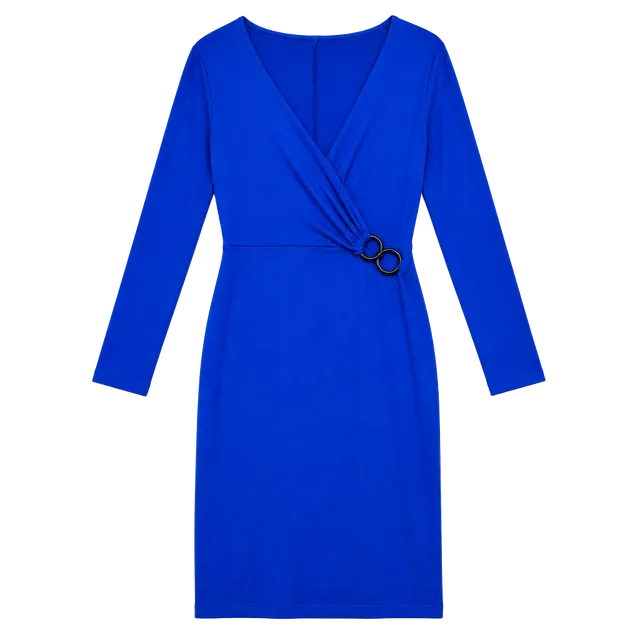 T Tahari Dress Size S Royal Blue Long Sleeve Ring Detail Surplice Mini