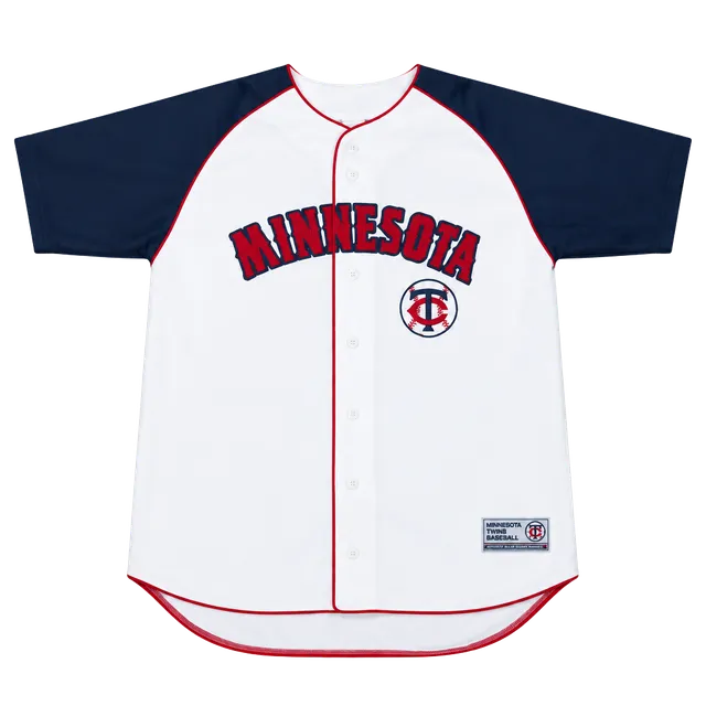 Y2K  Minnesota Twins Dynasty Baseball Jersey Size L White Blue Buttoned