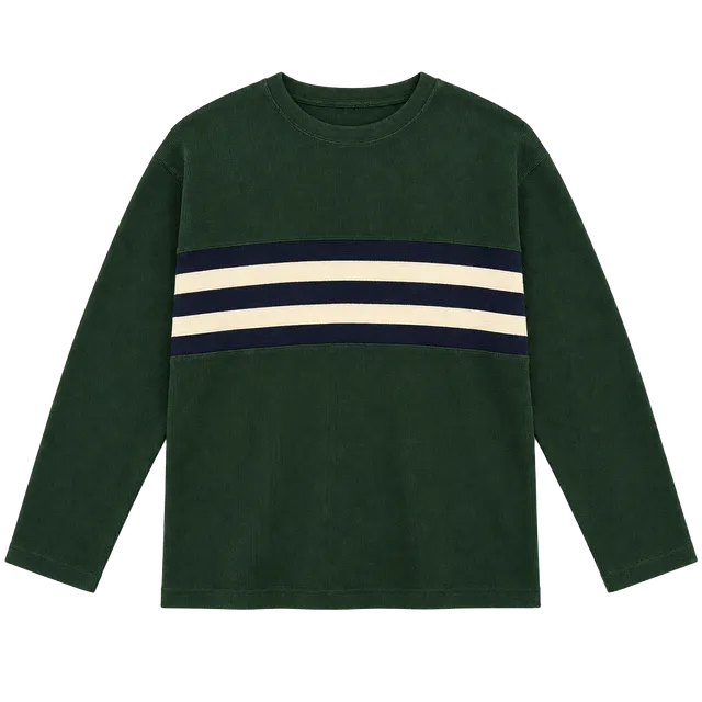 Abercrombie & Fitch Sweater Size L Green Striped Thermal Long Sleeve