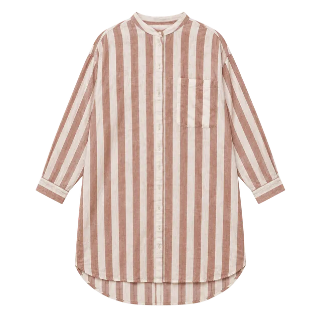 A New Day Linen Blend Striped Shirt Dress Size XL Brown Cream