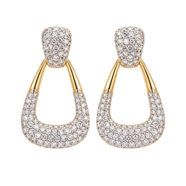 Gold Pavé Teardrop Hoop Earrings - Women Jewelry