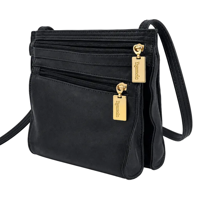 Tignanello Black Leather Crossbody Bag