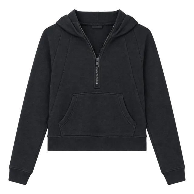 NWT Rae Mode Black 1/4 Zip Crop Hoodie Size L