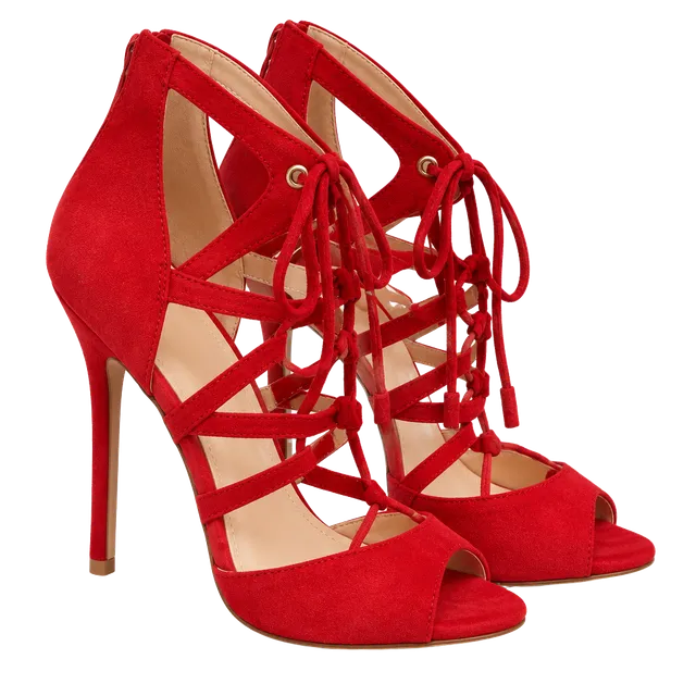 Wild Diva Red Lace Up Heels Shoes Size 7.5