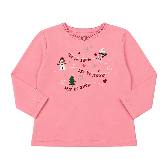 OshKosh B'Gosh Pink Let It Snow Long Sleeve Holiday Tee 3/6 months baby top 