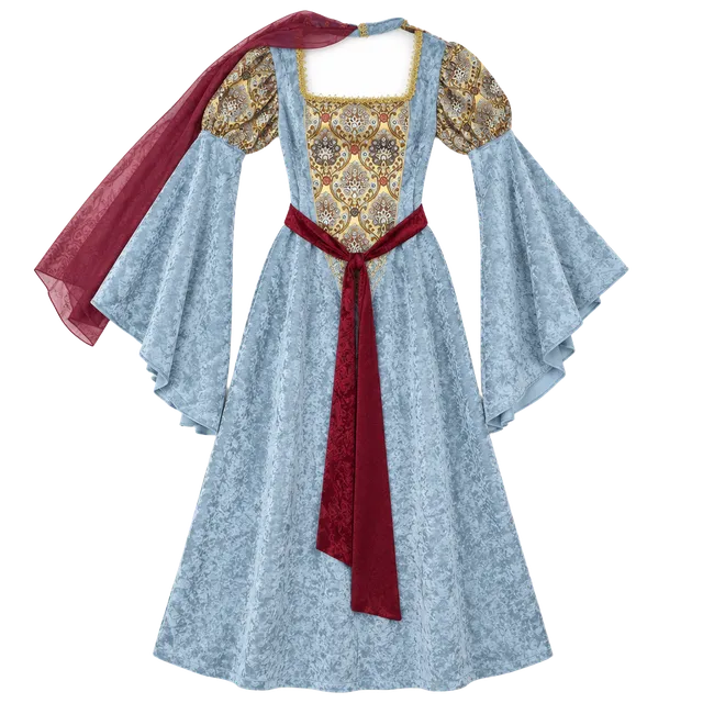 In Character Maid Marian Costume Blue Renaissance Medieval Gown