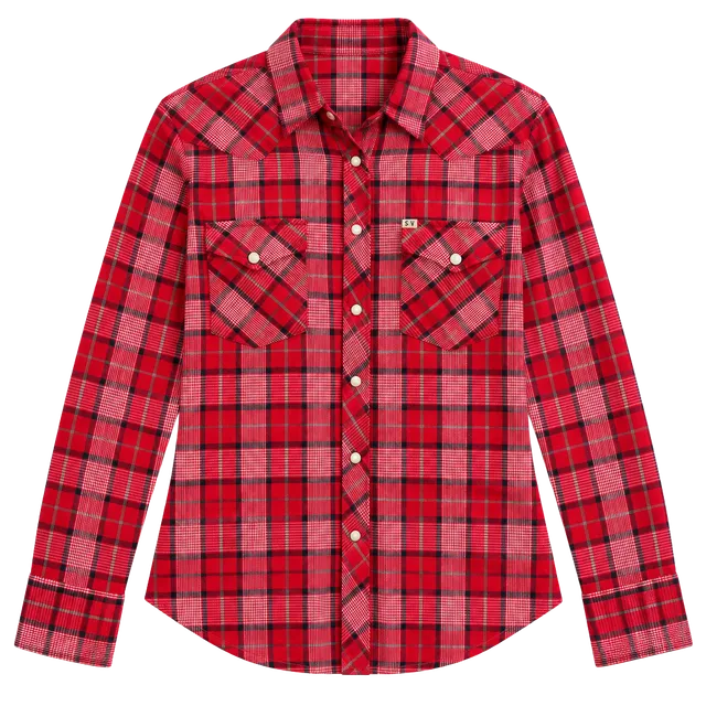 Salt Valley Western Snap Shirt Size M Red Plaid Long Sleeve