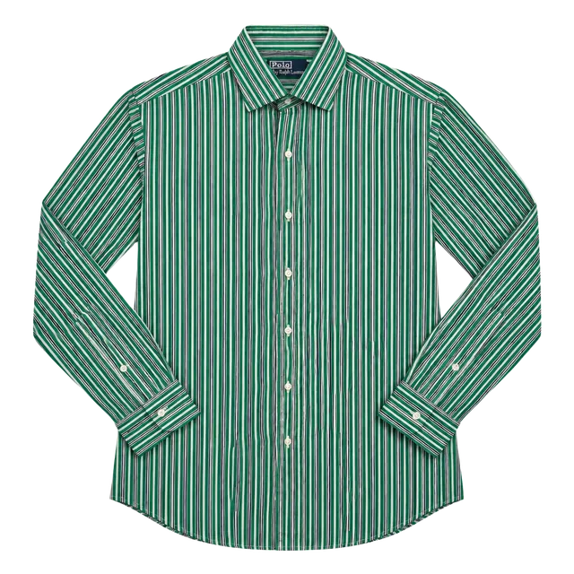 Polo by Ralph Lauren Regent Classic Fit Shirt Size 15 M Green Striped