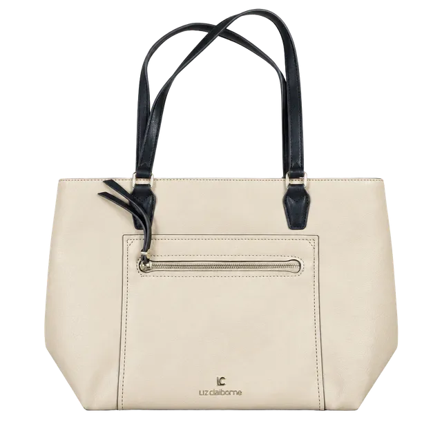 Liz Claiborne Jess Shopper Tote Bag Tan and Black