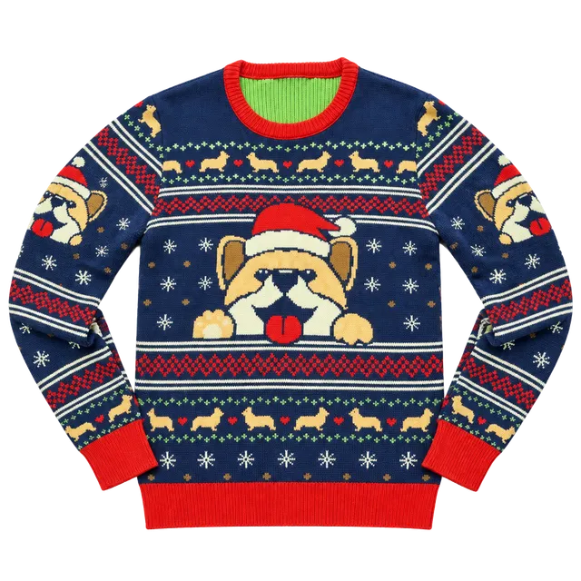 Geeknet Corgi Christmas Sweater Size M Blue Ugly Holiday Pullover