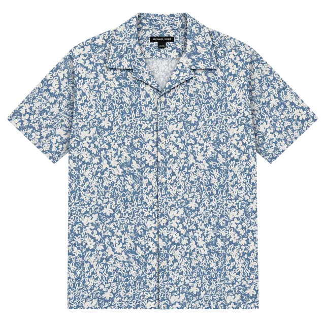 Michael Kors Floral Short Sleeve Button Down Shirt Size XL
