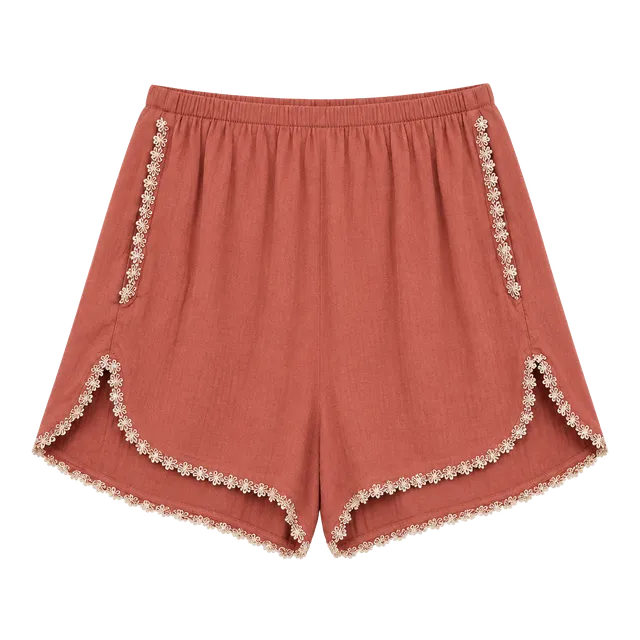 New POL Embroidered Shorts Size S Mauve Floral Lace Trim