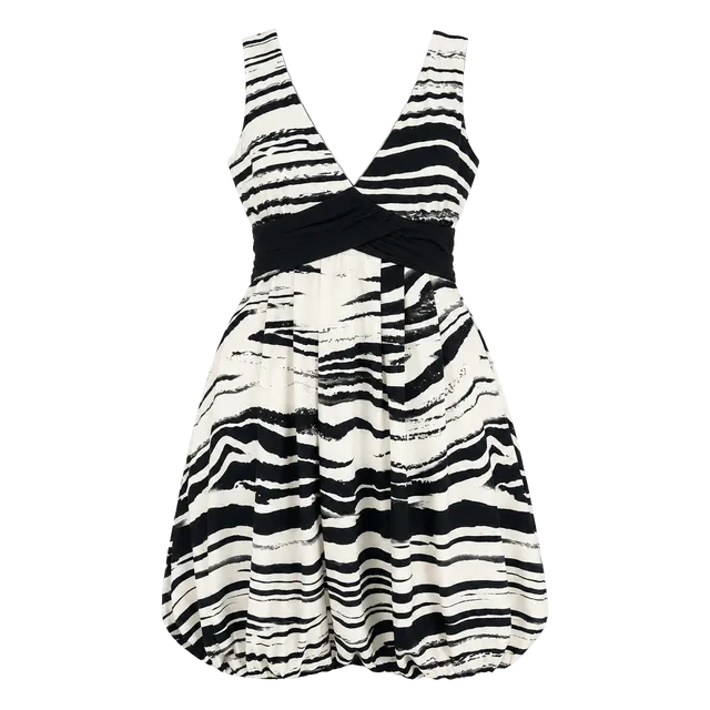 Vintage Y2K City Studio Bubble Hem Zebra Print Dress - Size L