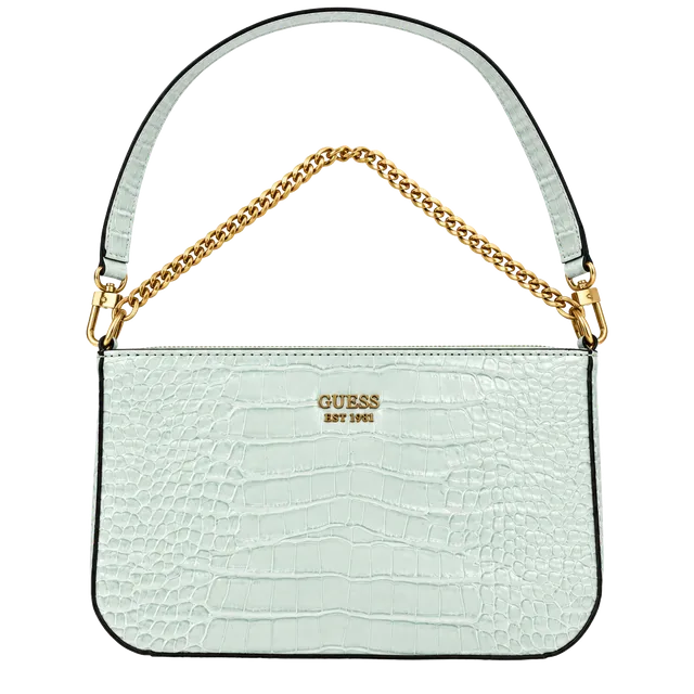 Guess Light Blue Croc Embossed Shoulder Bag Chain Strap
